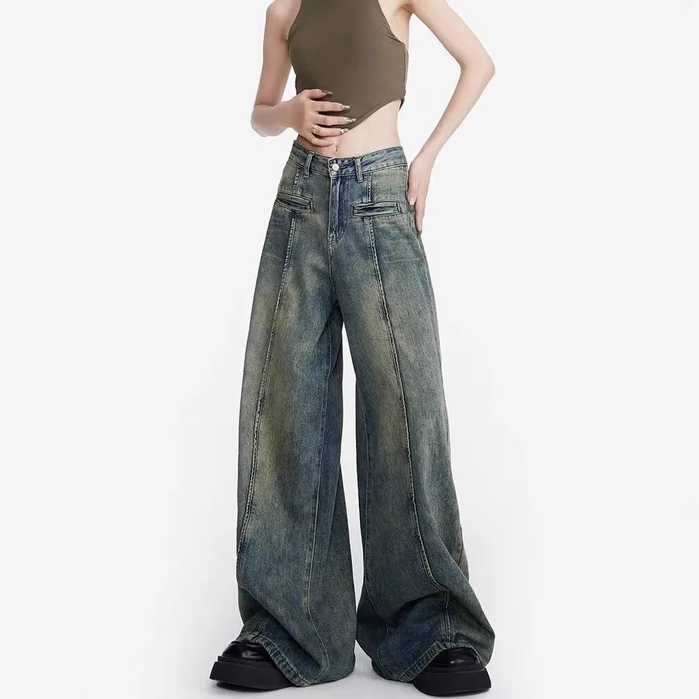 Womens Jeans Baggy Jeans Y2k American Vintage High Waist Straight Leg Wide Leg Versatile Long Pants 2025 New Design Autumn