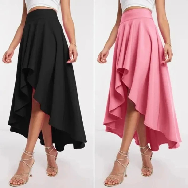 Women's Asymmetric Women Long Dress High Waist Swing Leisure Umbrella Long Dress