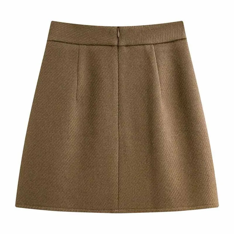 Womens Woolen Short Skirts Autumn Winter Versatile Simple Slimming A-Line Skirt Woman Elegant High Waist Bodycon Mini Skirts