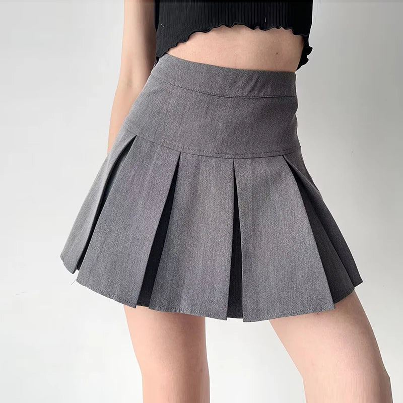 Fashion Summer Mini Pleated Skirts Woman Streetwear High Waist Preppy Skater Kawaii Skirt Women Chic A-line Short Ruffled Skirt